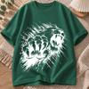 2026 New Pure Cotton Tshirt Bold Lion Claw Ink Style Print Unisexs Fashion Crew Neck Top Casual Short Sleeve