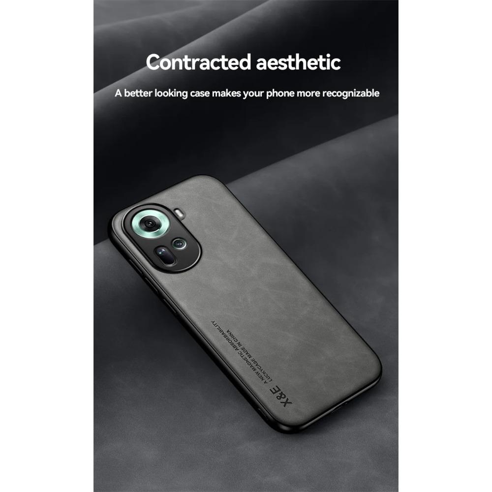 Противоударный чехол для OPPO Reno 11 Pro 5G Reno 10 Pro Plus 8 8T Plus Защитная крышка Магнитный автомобильный держатель для телефона Текстурированный бизнес Чехол с полной защитой