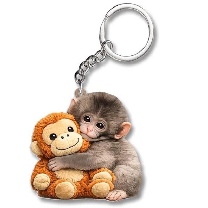 Punch The Monkey Plush Doll Keychain Cartoon Anime Toy Bag Pendant Colleague Desk Ornaments Gift