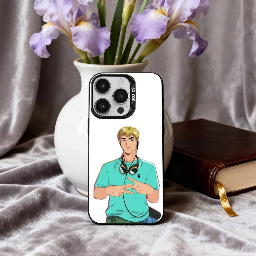 Чехол для телефона G-GTO-Onizuka T-Teacher-R для iPhone 17, 16, 15, 14, 13, 12, 11 Plus, Pro Max Черный Покрытие Серебряный Конфетный