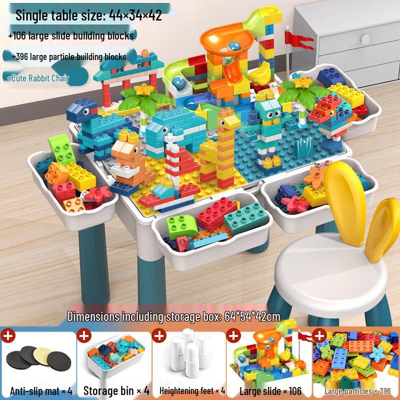 Large Particle Multifunctional Building Blocks Table for Early Education Games