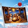 2D Flat, 1pc Cute Nativity Holy Family with Animals Star Of Bethlehem Christmas Art 2D Flat Print Festival Design, Single-Sided, Two Hanging Rings, Ou