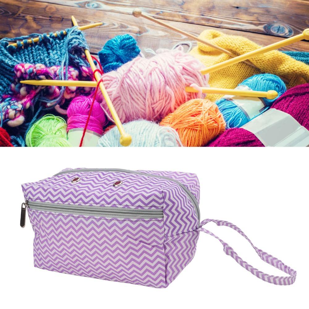 Purple Yarn Storage Bag Multi-Compartment Knitting Bag Organizer For Crochet Lovers
