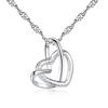Elegant Double Heart Pendant Necklace - Frosted Women's Accessory