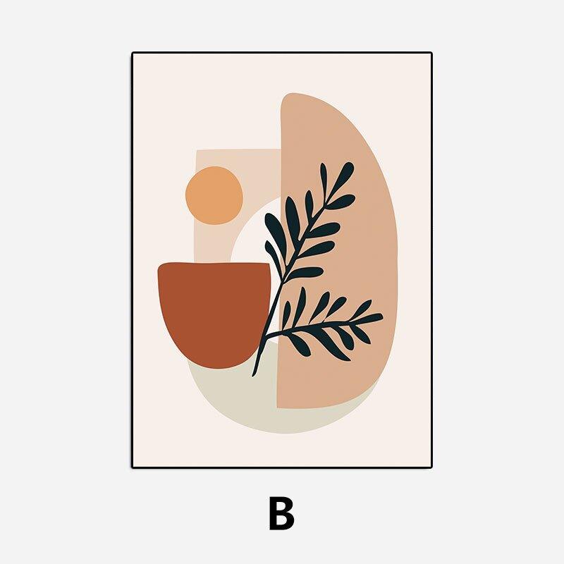 Abstract Color Block Leaves Canvas Painting Geometric Designs Wall Decorative Poster Picture Print Living Room Bedroom Art Decor