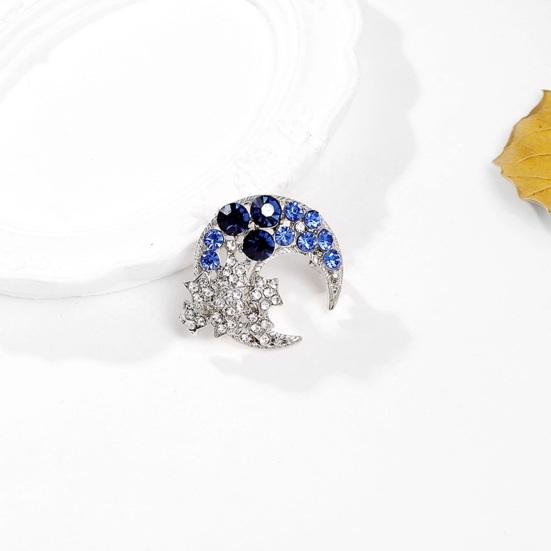 Temperament Moon Star Brooch Crescent Moon Brooch Pin Suit Pin Sparkling Half Moon Rhinestone