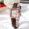 Women Watch Rectangle Case Gold Dial Quartz Wristwatch Simple Roman Numerals Female Black Strap Clock Vintage Fashion Relogio