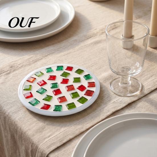 Creative Parent Child Interaction DIY Acrylic Coaster Making Kit, Christmas Theme Decorative Craft, Waterproof Drink Set Table Mat for Holiday