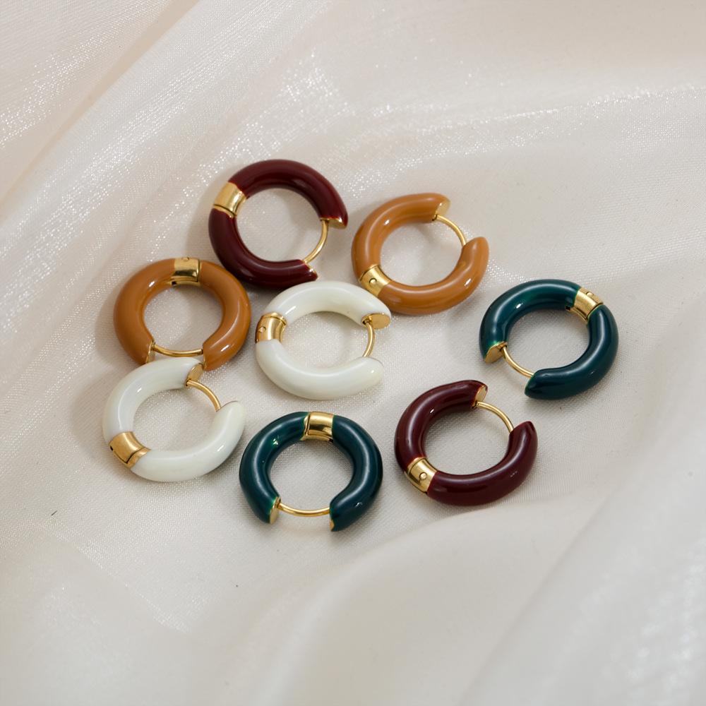 Французский новый цвет капельный отпуск круг серьги уха пряжка мода сладкий темперамент серьги женщины