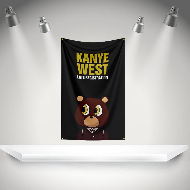 Kkanyes West Flag Rock Music Band Banner 3x5ft With Grommets Hd Printing Tapestry Exhibition Music Band Fans Garage Decor