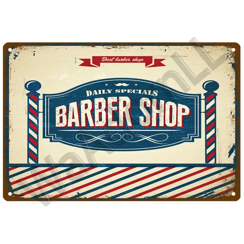 Barber Shop Tin Sign Poster Vintage Wall Posters Metal Sign Decorative Wall Plate Kitchen Plaque Metal Vintage Decor Accessories