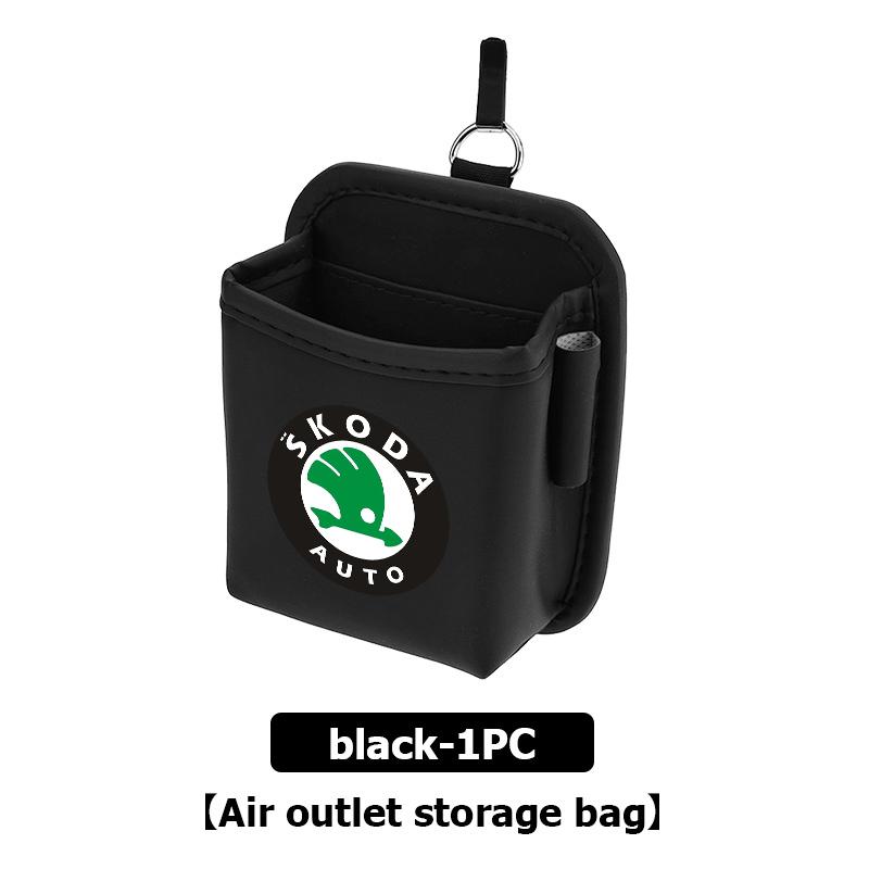 AAABS1 Car Air Outlet Storage Box Hanging Phone Lipstick Lighter Organizer Bag Holder For Skoda Octavia A5 A7 RS Fabia Superb Rapid