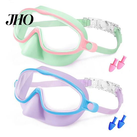 Leak-proof Swim Goggles 1/2 Pairs Children with Earplugs, UV Protection Anti-Fog Pool Easy Wear Kids Nose Cover, No Leakage Swimming Eyewear for Boys