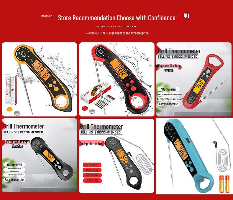 Водонепроницаемый складной электронный термометр для продуктов - Жаростойкий для кухни и барбекю