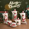 Christmas Ceramic Teapot Set with One Pot and Two Cups
