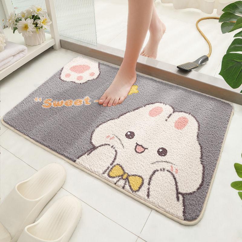 Bathroom Absorbent Floor Mat, Toilet Door Dirt-resistant Non-slip Foot Mat, Bathroom Carpet Cartoon Bedroom Household Floor Mat