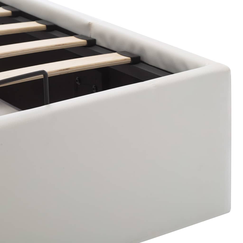 Storage Bed Hydraulic White Faux Leather 100*200 cm
