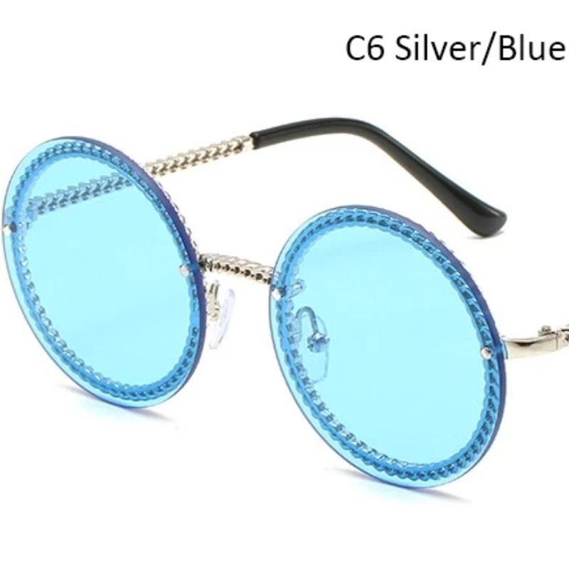 Модные круглые женские очки, винтажные роскошные солнцезащитные очки без оправы, женские градиентные женские солнцезащитные очки