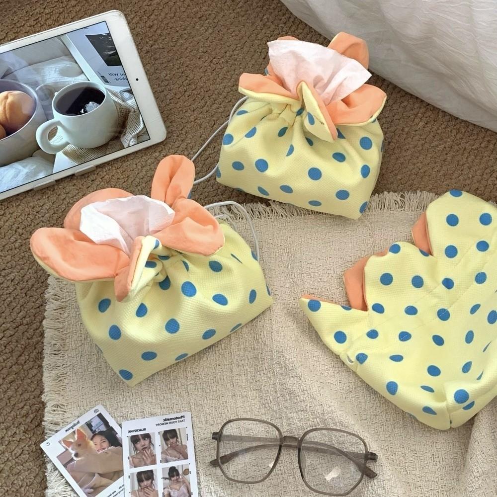 Multipurpose Drawstring Tissue Box Lightweight Portable Tissue Pouch Tissue Storage Bag Office