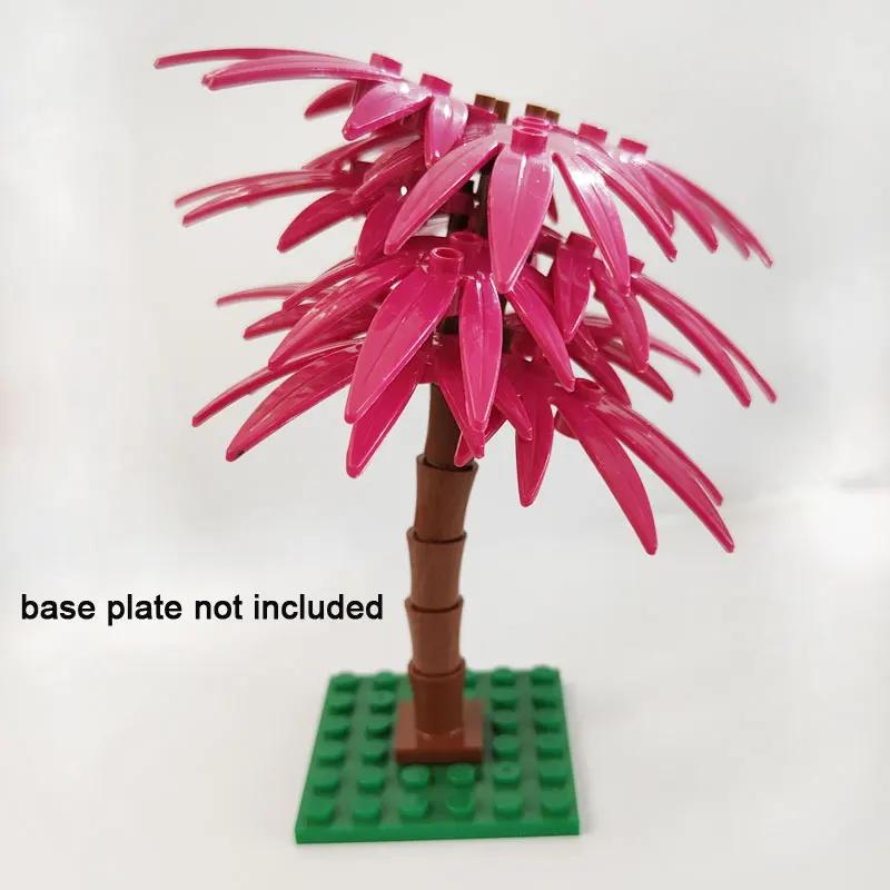 Small Building Blocks Palm Coconut Tree Green Garden Landscape Tropical Beach Plant Block Compatible Lego Brick Toy for Children