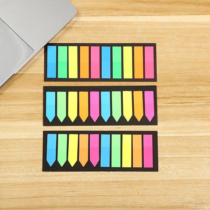 200 Sheets Fluorescence Self Adhesive Memo Pad Sticky Notes Bookmark Marker Memo Sticker Paper Student Office Supplies