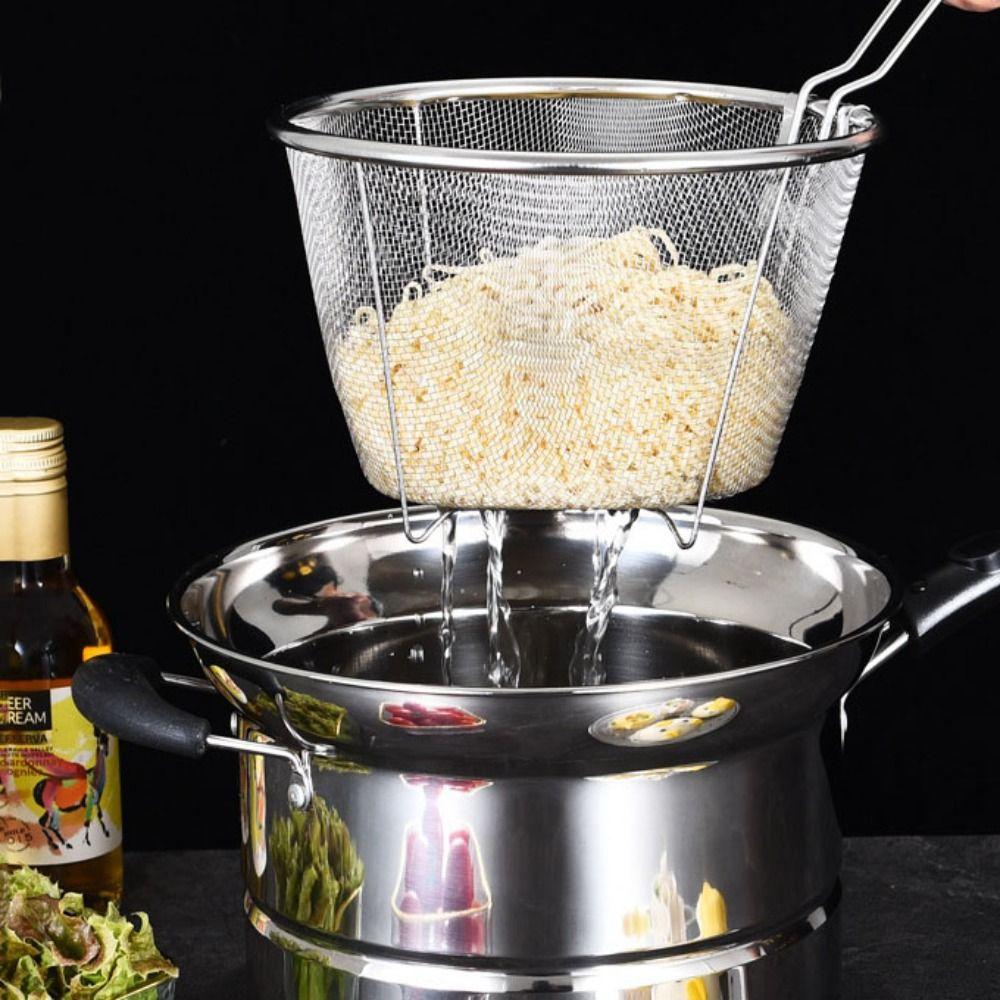 Stainless Steel Pasta Pot with Frying Basket and Steamer Stockpot Deep Fryer Pot Soup