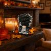 Halloween Themed Garden Art Gnome Figurine, Small Resin Pumpkin Statue, Wizard Witch Dark Style Statue Ornament for Home, Garden, Tiered Tray,