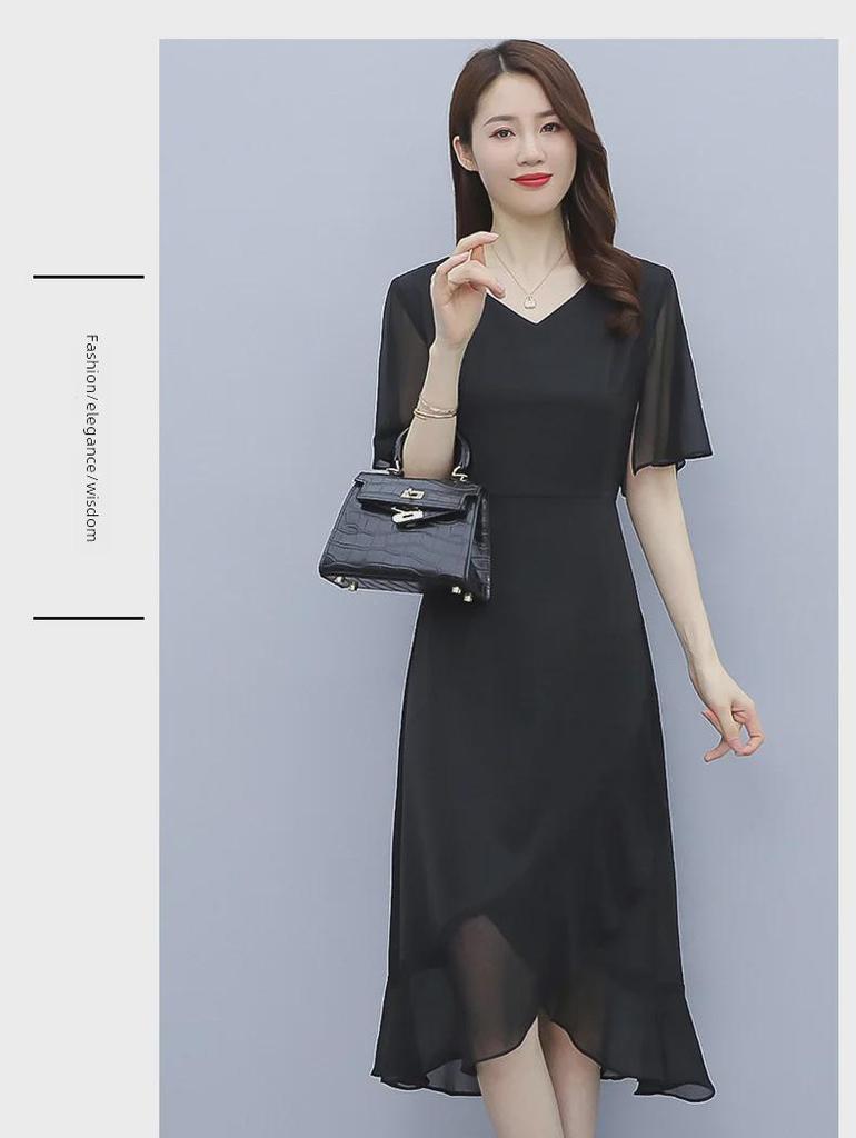 Elegant Summer 2021 Satin & Chiffon Long Dress