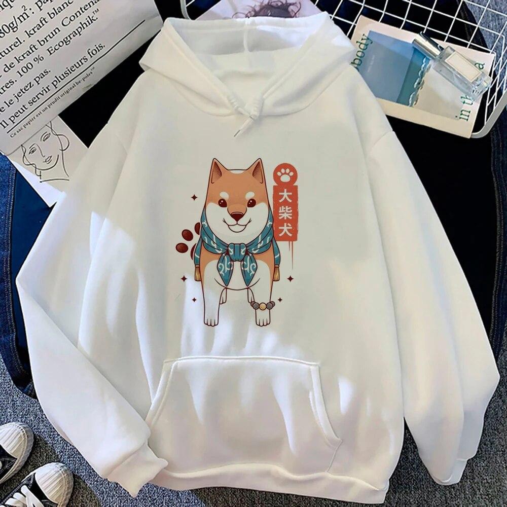 Толстовки с капюшоном Shiba Inu женские в корейском стиле аниме эстетичная забавная рубашка с капюшоном спортивный костюм женская флисовая одежда унисекс