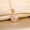 New Cute Romantic Pink Sakura Pendant Stainless Steel Necklaces For Women Korean Fashion Female Sexy Clavicle Chain Jewelry Gift