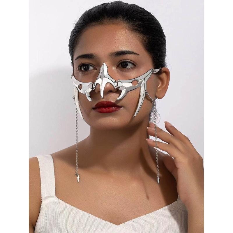 Неправильная Титановая Сталь Маска Готический Панк Металл Механический Инопланетянин Жидкое Лицо