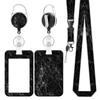 Creative Design Men Worker ID Card Holder Retractable Buckle Neck Lanyard Black Color Employee Badge Holder Clip Office Supplies