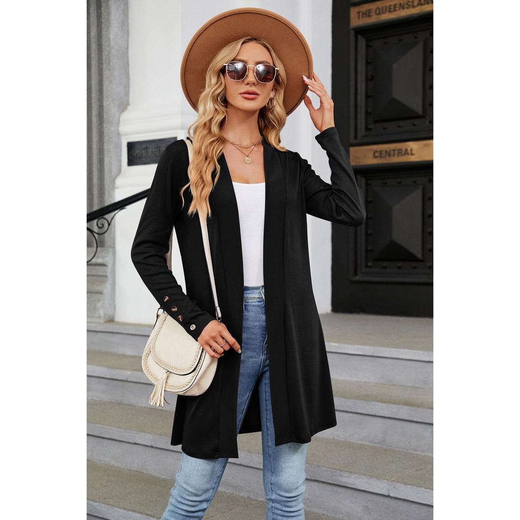 Женское однотонное пальто, вязаное на пуговицах, свободное пальто с длинными рукавами, кардиган, вязаное осенне-зимнее женское длинное пальто