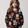 Толстовка с капюшоном для девочек на Хэллоуин с принтом тыквы и кошек на осень/зиму, детская одежда