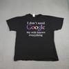 Смешная футболка "Жена Google знает всё" Мужская XL Черная Графическая Смешная Свадьба