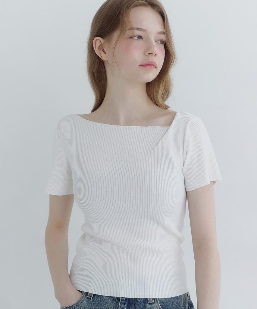 MICANE Fold Over Neckline Slim Knit