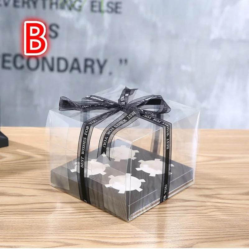 2/4/6/12 Таблетки Коробка для торта Прозрачная Подарочная коробка Упаковочная коробка для лунного пирога/кекса Свадебный торт