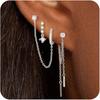 4Pcs/Set Zircon Drop Earrings Set Geometric Hoop Pendant Earrings Set  Women Accessories