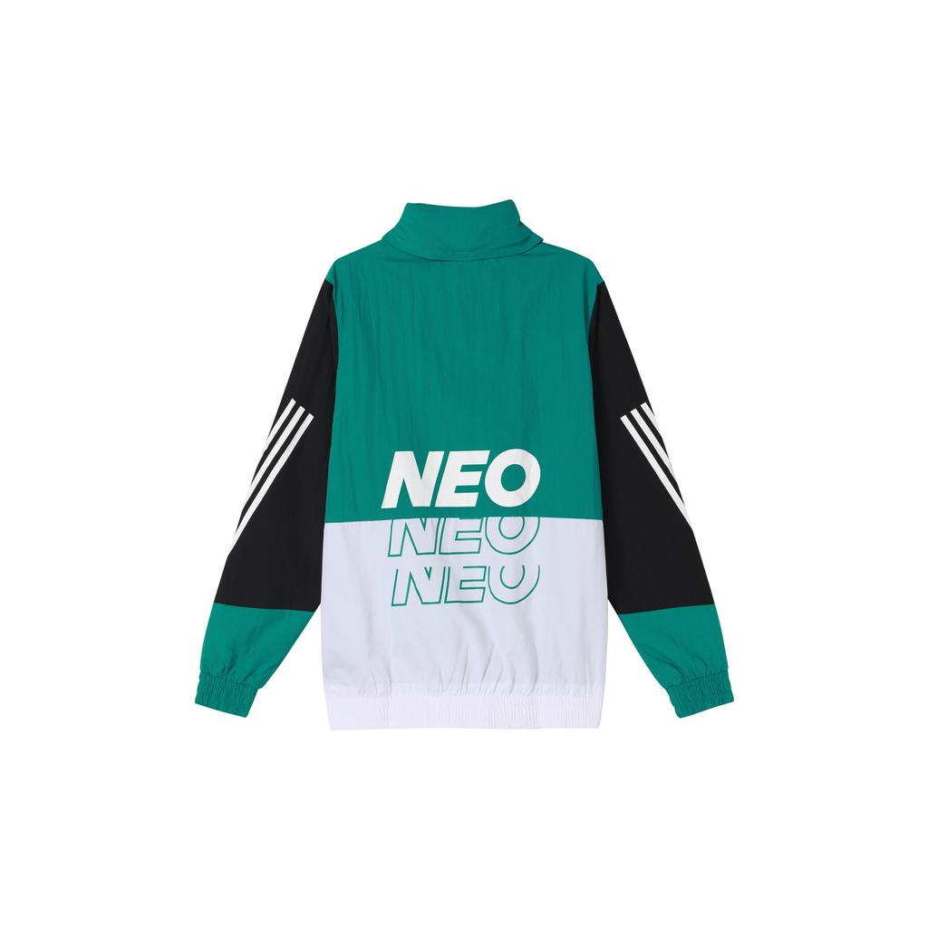 adidas Спортивная ветровка Neo M SS WRMLN WB, бело-зеленая, с цветовыми блоками, мужская, GE5499