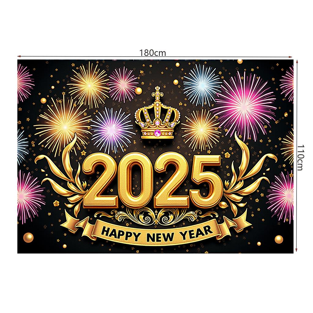 2025 С Новым годом Фон Фейерверк Золотой Тематический Баннер для вечеринки Новый год Празднование Семейной вечеринки Украшение Фото Фон