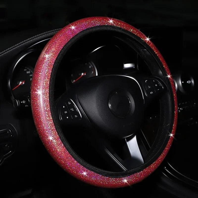 Car Steering Wheel Cover Universal Diamond Blingbling Crystal Set Wheel Car-styling Wheel Woman Diamond Accessories 37-38cm