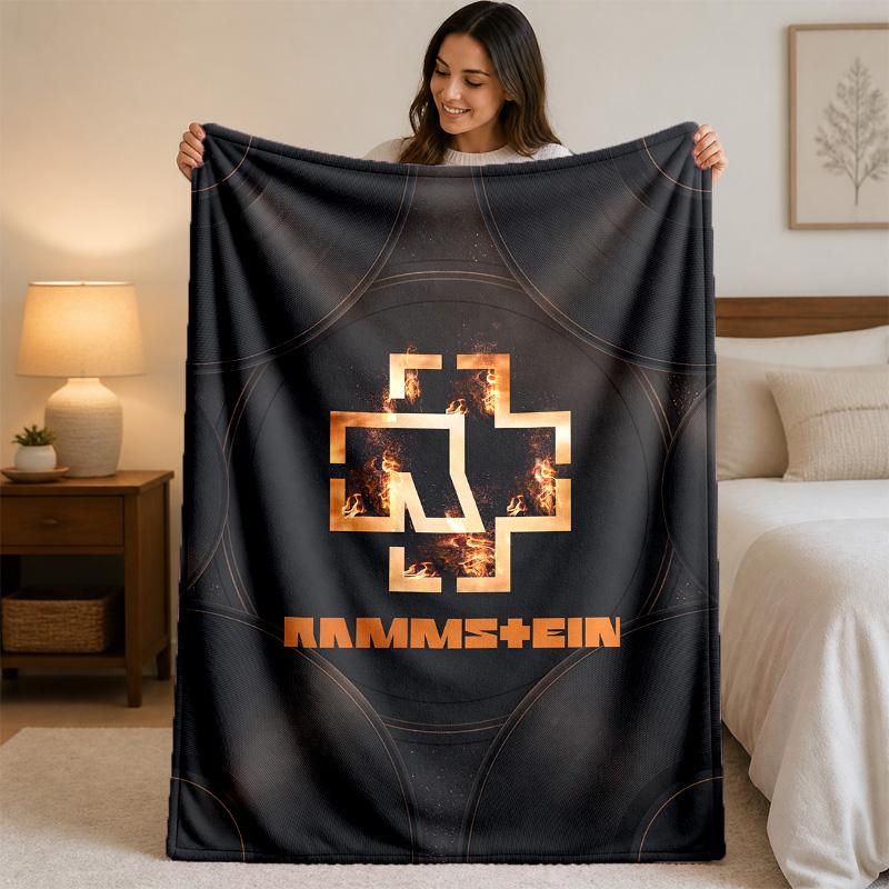 Rammstein Print Flannel Blanket Cozy Lightweight Plush Throw Blanket For Bed Sofa Household Use