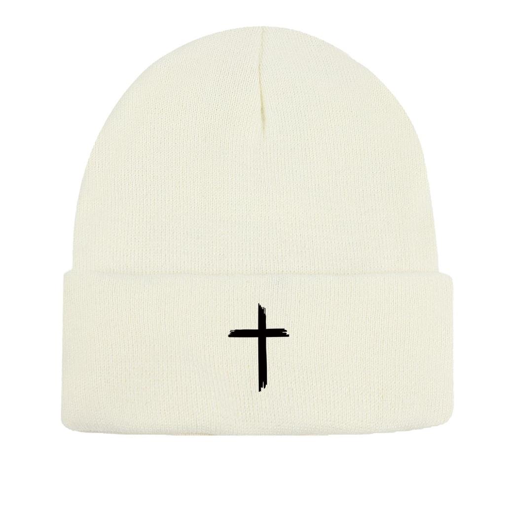 Черный крест теплая вязаная шапка бини, шапка-череп теплая рак химиотерапия стильный головной убор вязаная шапка бини