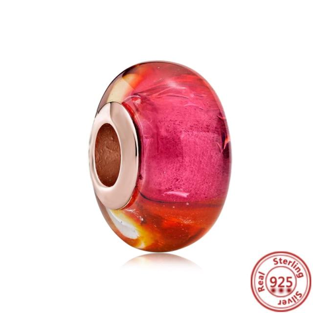 Красочные бусины из муранского стекла, прозрачные бусины в форме пузыря, подходят для оригинального браслета, женские ювелирные изделия из стерлингового серебра 925 пробы