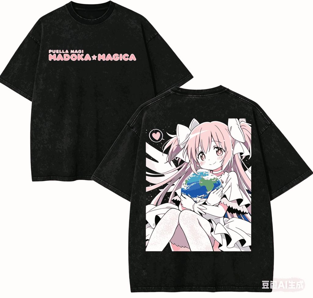 Puella Magi Madoka Magica Хлопковая футболка Одежда на весь год Высокое качество Личность Одежда Большие размеры Унисекс Новая модель Ретро Мода