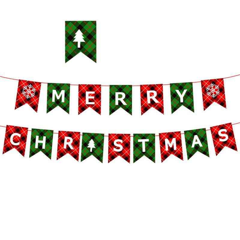 Красочный Рождественский Баннер Флаг Декор с Сантой и Лосем для Праздничных Домашних Украшений