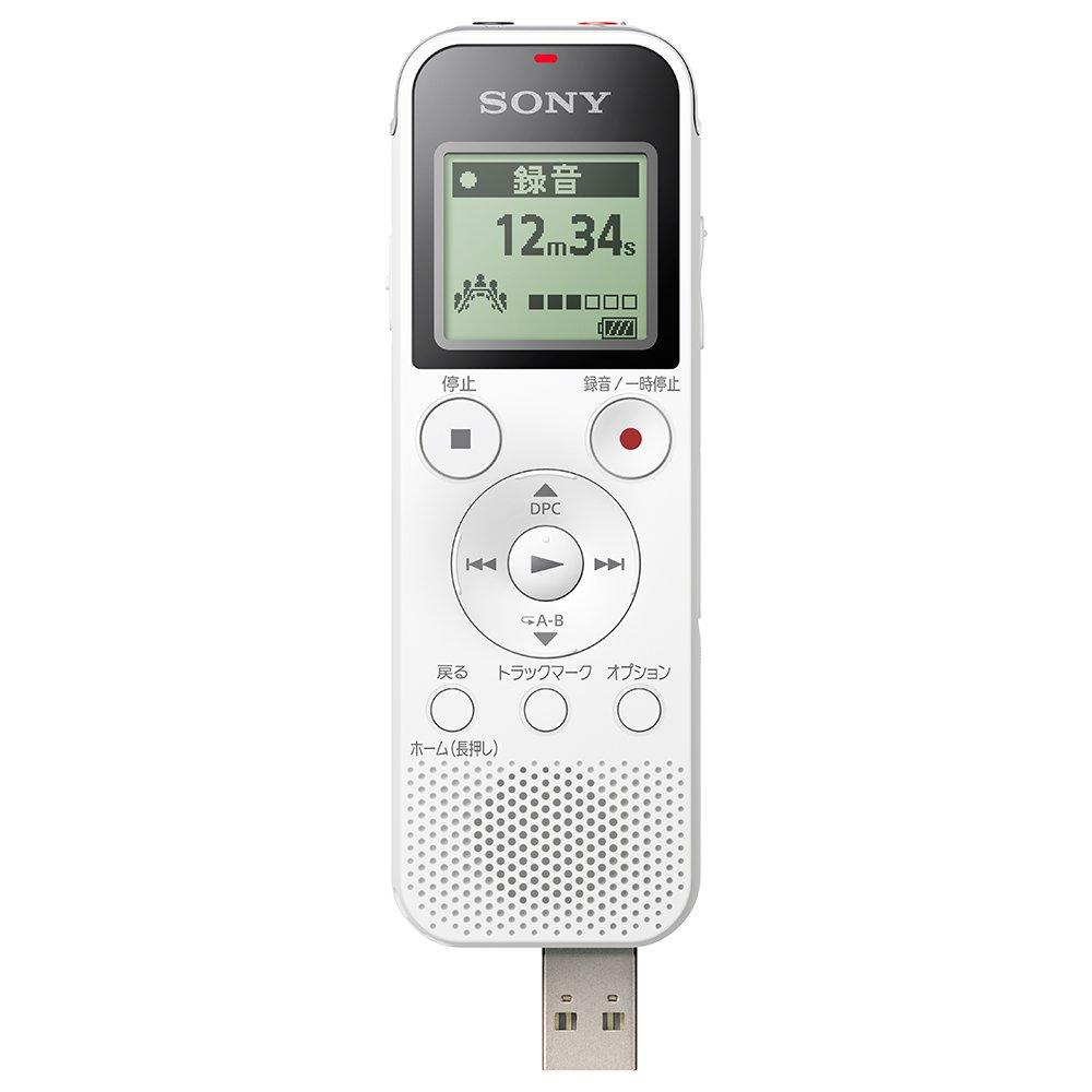 Sony IC-диктофон 4 ГБ, линейная PCM-запись, совместимая с FM-радиотюнером, USB, белый со встроенным ICD-PX470F