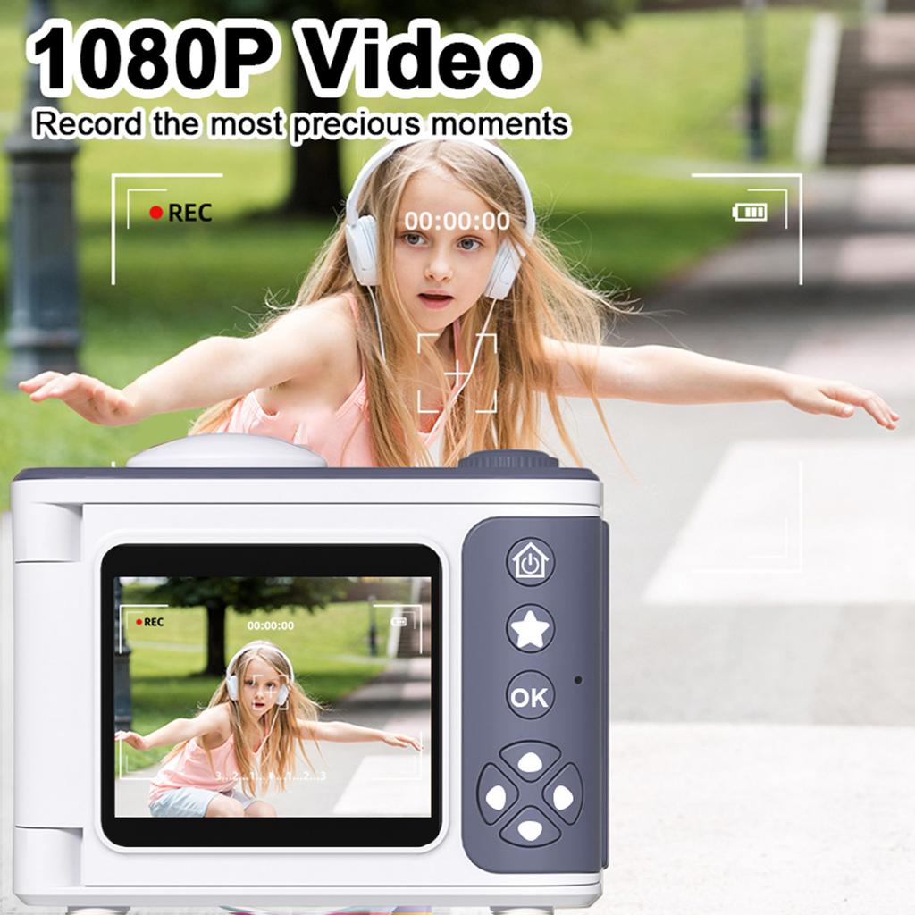 Цифровая камера 1080P для детей Цифровая видеокамера 48MP 2.4 дюймовый откидной экран 8-кратный зум Телескопический