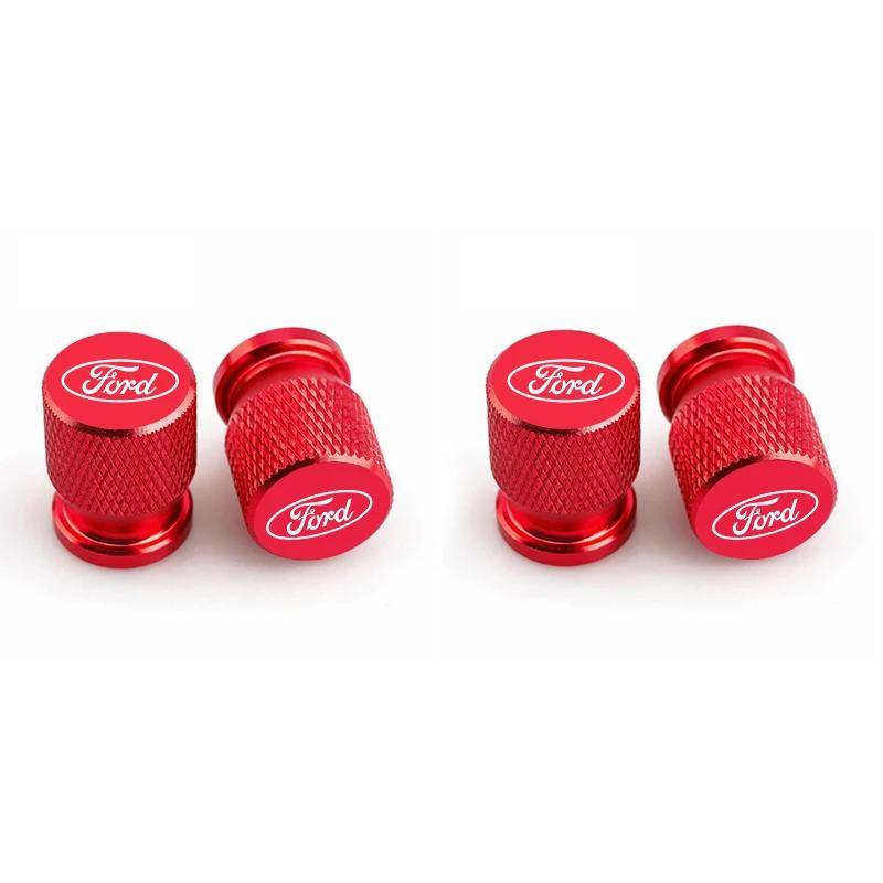KLYD4 4Pcs Aluminum Styling Car Wheel Tire Valve Caps Dust Covers Rim For Ford ST Racing RS S Mustang Kuga Fiesta Fusion Mondeo Edge