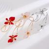 2025 New Trendy Elegant Red Flower Cuff Bracelet for Women Personality Adjustable Arm Bracelets Party Charm Jewelry Accessories